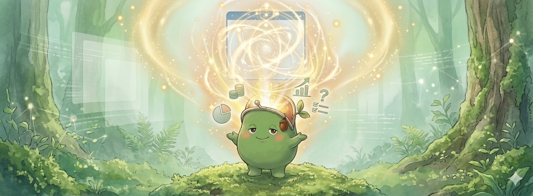 モリガマの頭のがま口が開き、神々しい光と共にツールが飛び出した